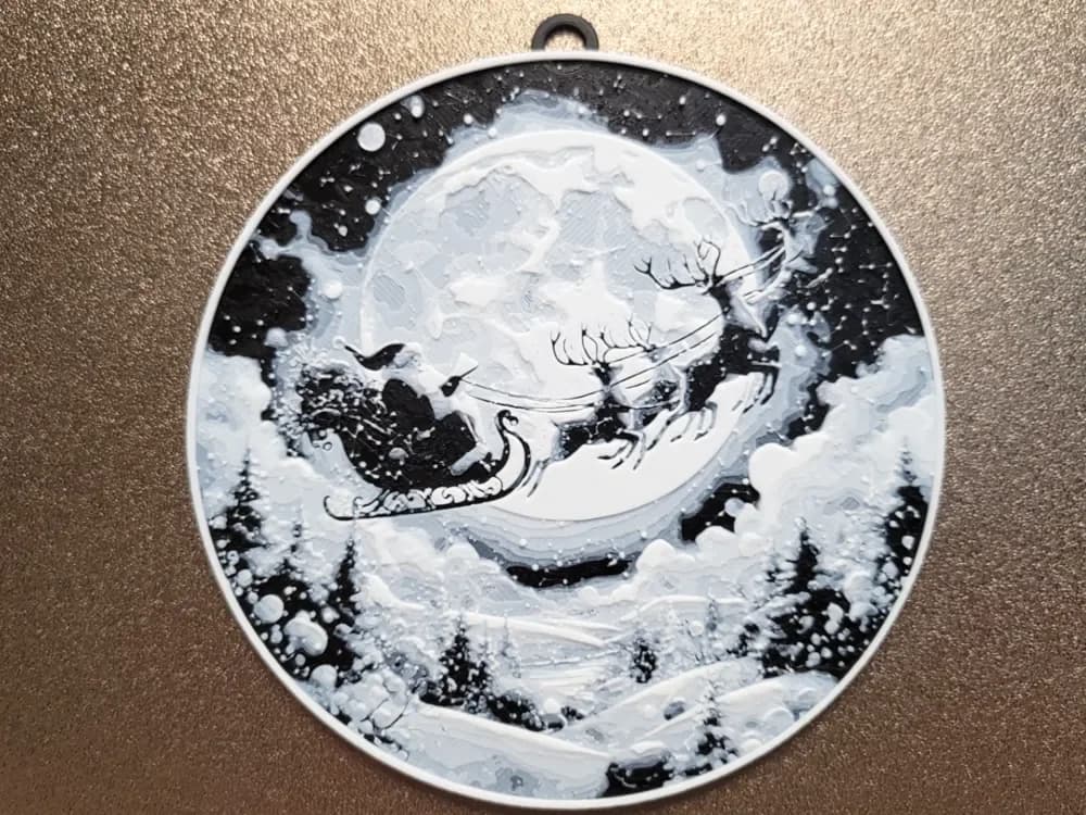 HueForge model: Santa Sleigh - Christmas Ball Decoration - 120x120 by Vincent111