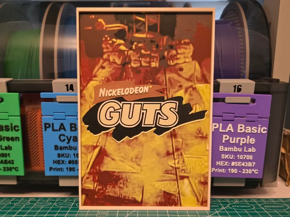 Nickelodeon GUTS Poster - Hueforge Art by Lumpy3D HueForge model: Nickelodeon GUTS Poster - Hueforge Art by Lumpy3D