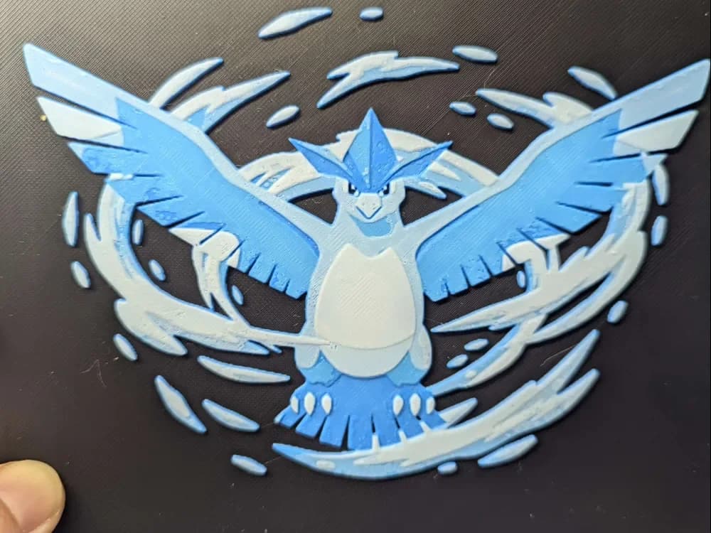 Hueforge artikodin Articuno by ZombiePaint3D HueForge model: Hueforge artikodin Articuno by ZombiePaint3D