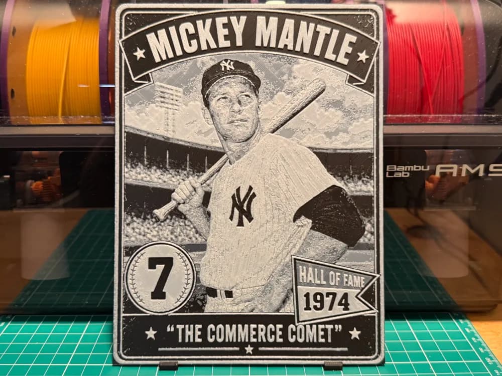 Mickey Mantle Vintage Baseball Card by liv_3d HueForge model: Mickey Mantle Vintage Baseball Card by liv_3d