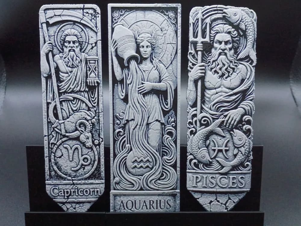 HueForge model: Astrology - Capricorn, Aquarius, Pisces Bookmark by 3djd