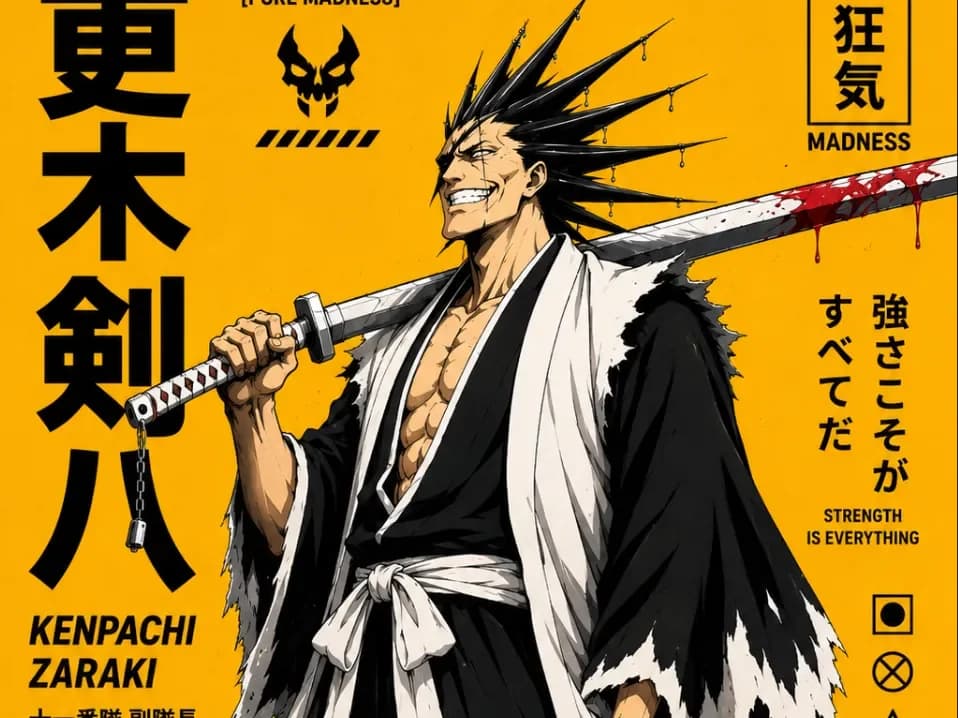 Kenpachi Zaraki Japan Manga Style by Hueforge Maker HueForge model: Kenpachi Zaraki Japan Manga Style by Hueforge Maker