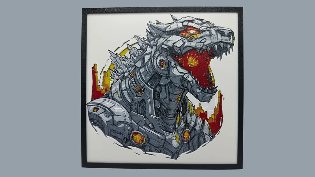 Mechagodzilla - Hueforge by Canadian Gamer HueForge model: Mechagodzilla - Hueforge by Canadian Gamer
