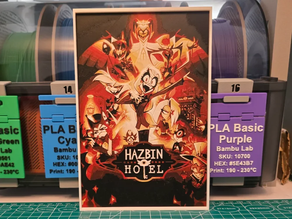 Hazbin Hotel Poster - Hueforge Art by Lumpy3D HueForge model: Hazbin Hotel Poster - Hueforge Art by Lumpy3D