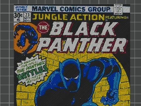 Black Panther Comic Cover (JUNGLE ACTION) by Indepth_Creations HueForge model: Black Panther Comic Cover (JUNGLE ACTION) by Indepth_Creations