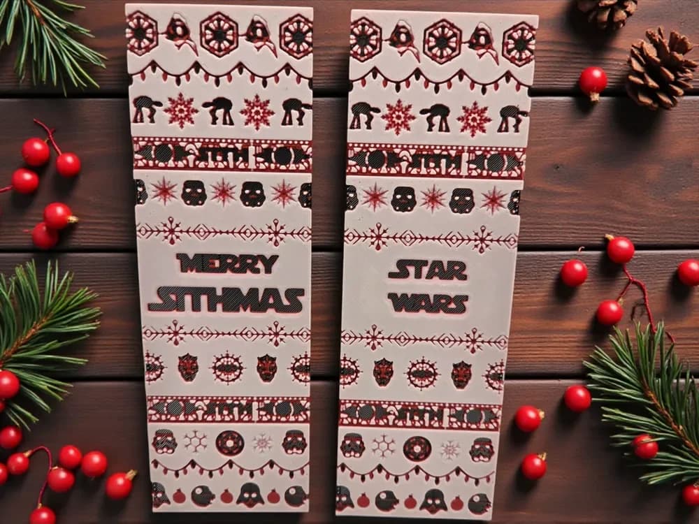 Star Wars Dark Side Ugly Sweater Bookmark by MythicHue's HueForge model: Star Wars Dark Side Ugly Sweater Bookmark by MythicHue's