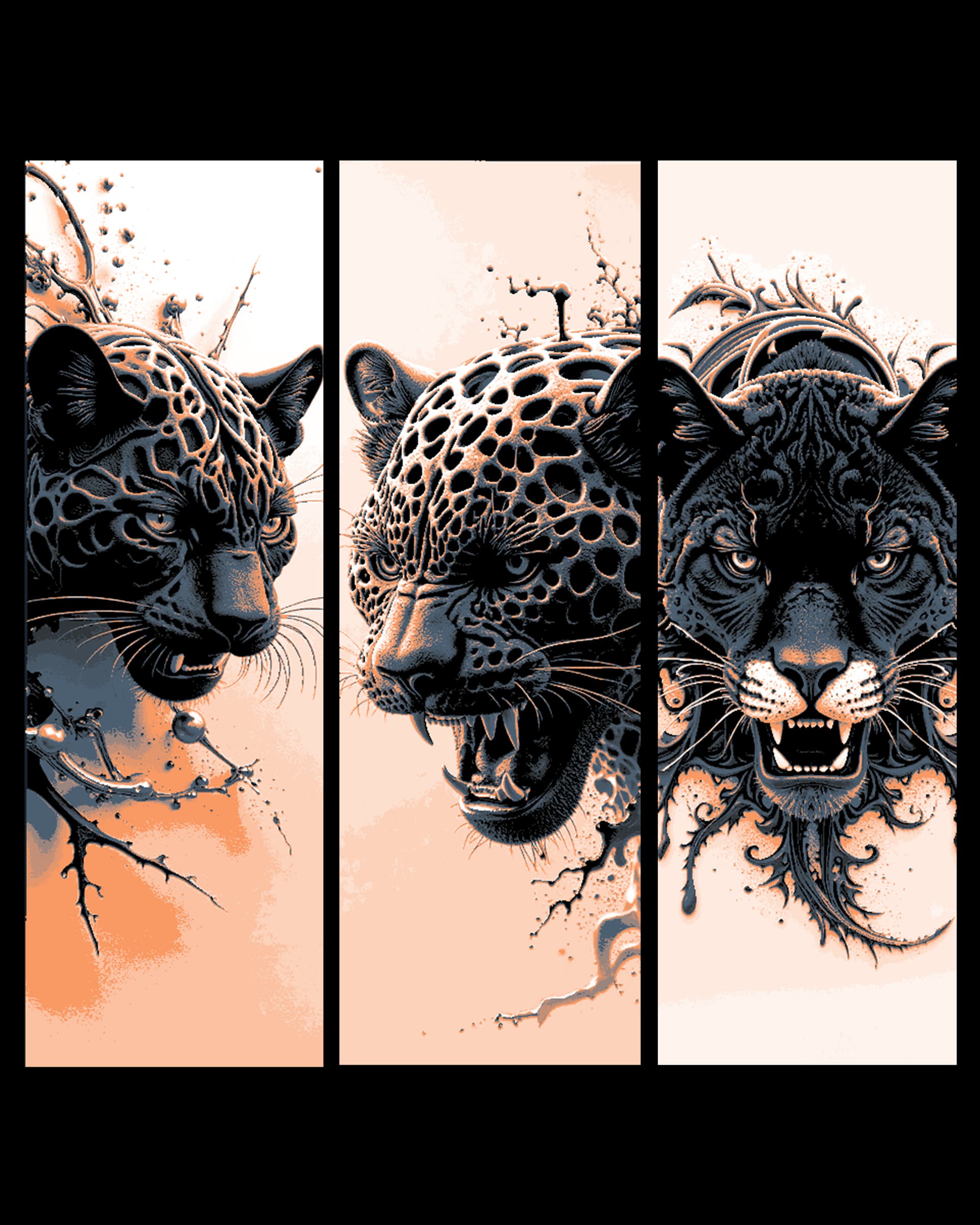 Artistic renders of a Black Panther - Set of Hueforge Bookmarks by BooneCo3d HueForge model: Artistic renders of a Black Panther - Set of Hueforge Bookmarks by BooneCo3d
