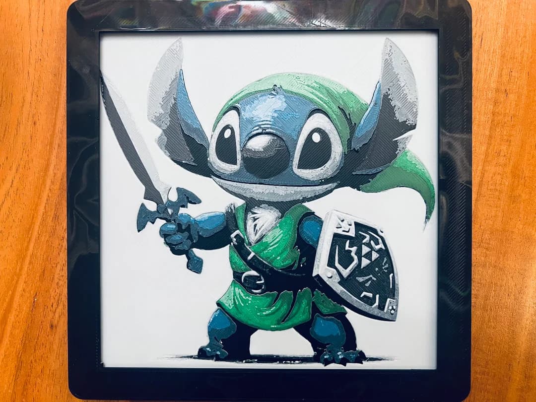 Stitch Dressed as Link from Zelda by JustBe 3D Printing HueForge model: Stitch Dressed as Link from Zelda by JustBe 3D Printing