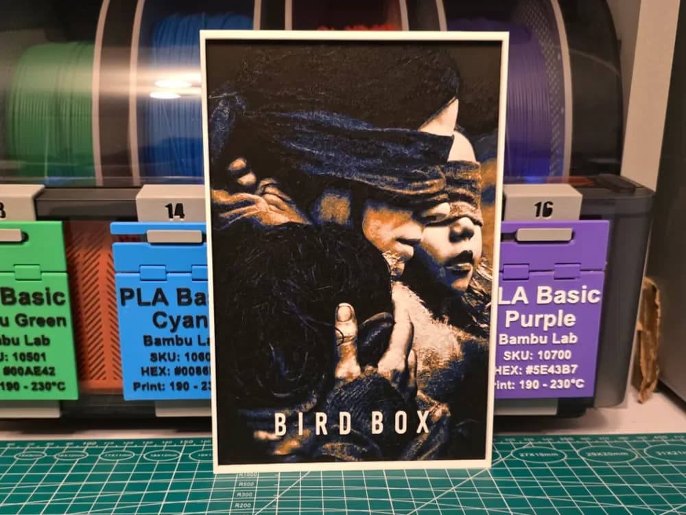 HueForge model: Bird Box Movie Poster - Hueforge Art by Lumpy3D
