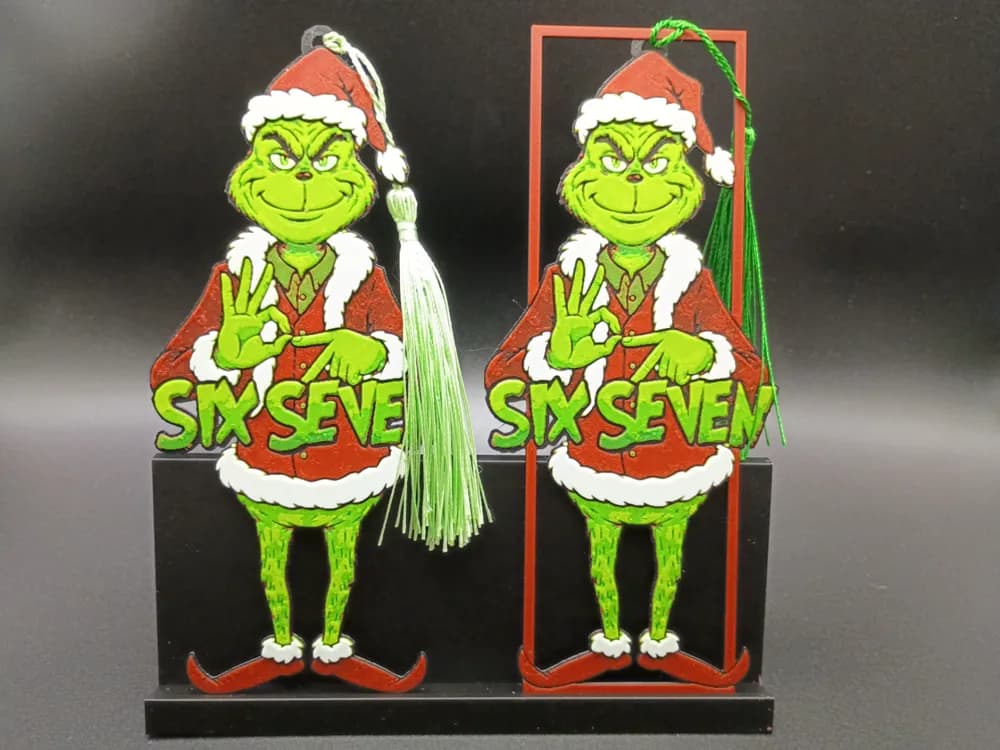67 Grinch Bookmark Framed or Ornament by 3djd HueForge model: 67 Grinch Bookmark Framed or Ornament by 3djd