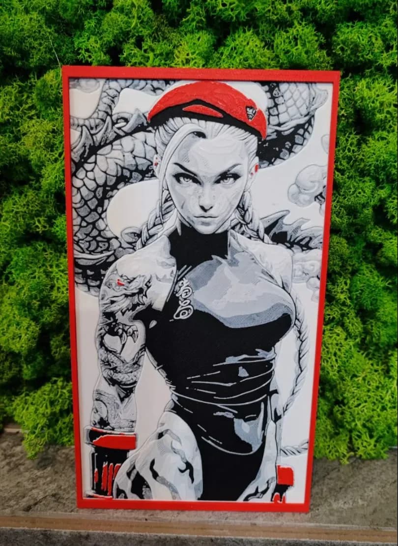Cammy Street Fighter by Garuda3D HueForge model: Cammy Street Fighter by Garuda3D