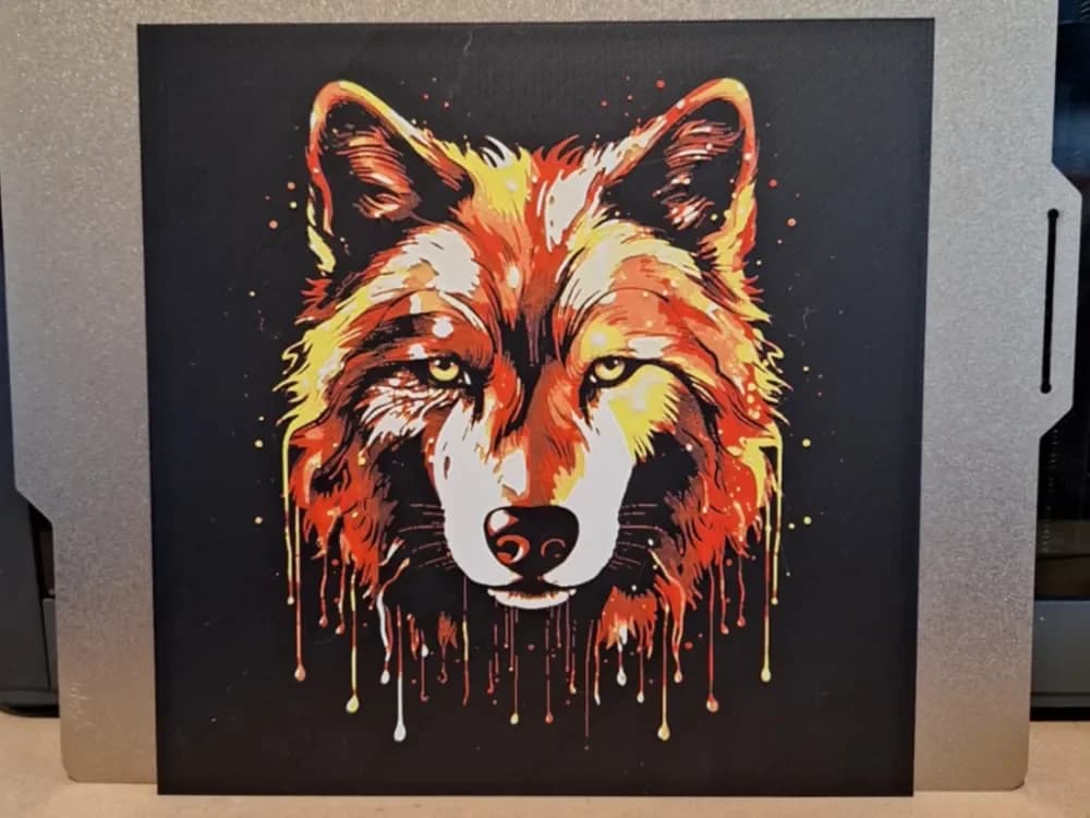 Wolf Fire Drip - Hueforge - 4 colours by 3dGlow HueForge model: Wolf Fire Drip - Hueforge - 4 colours by 3dGlow