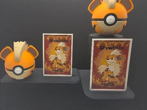 Growlithe Pokeball Display Card by MythicHue's HueForge model: Growlithe Pokeball Display Card by MythicHue's