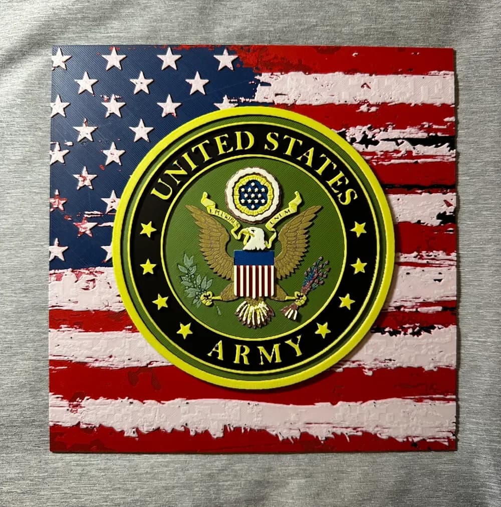 US Flag & Army Logo Hueforge by Hey Ben HueForge model: US Flag & Army Logo Hueforge by Hey Ben
