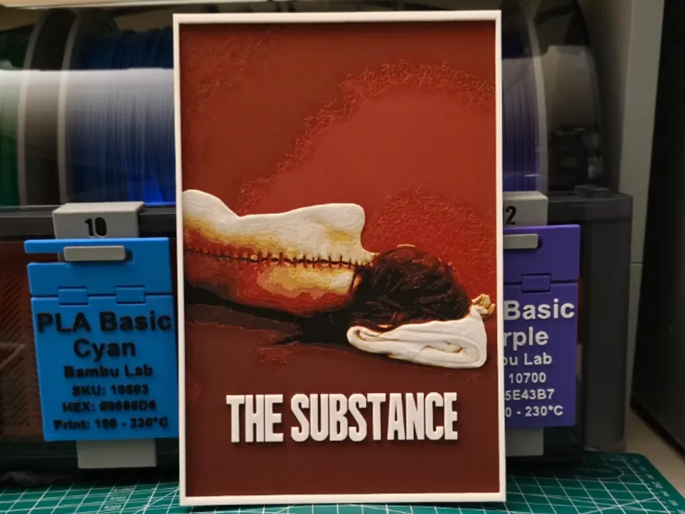The Substance Movie Poster - Hueforge Art by Lumpy3D HueForge model: The Substance Movie Poster - Hueforge Art by Lumpy3D