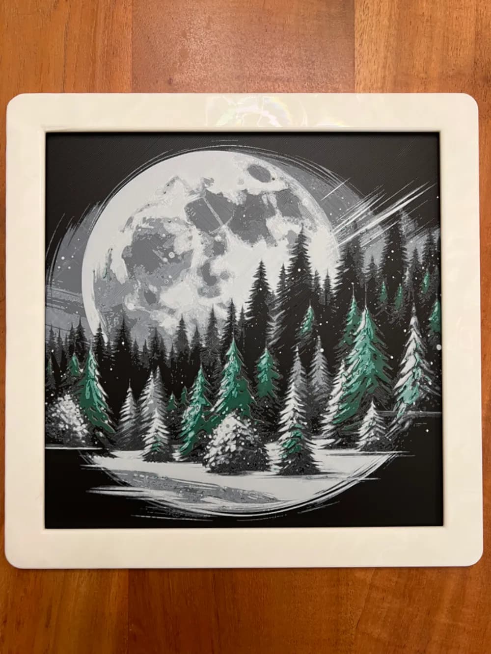 HueForge model: Winter Moon Rise by JustBe 3D Printing