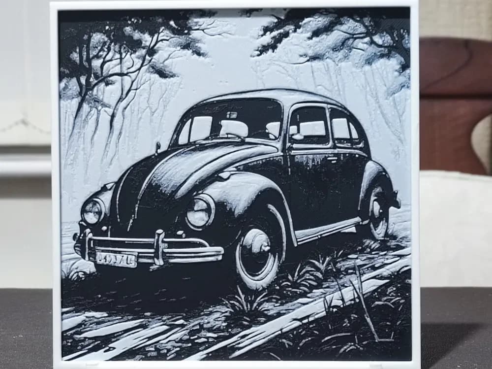 Volkswagen Beetle - HueForge 2-Color by BoDad HueForge model: Volkswagen Beetle - HueForge 2-Color by BoDad