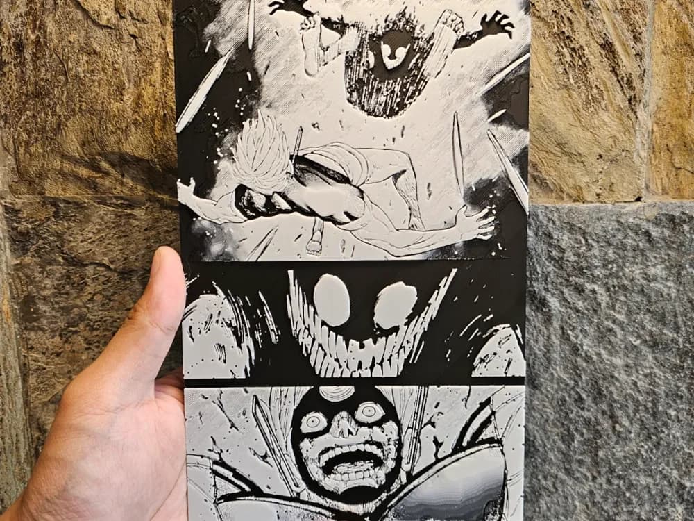 HueForge model: Dandadan Jiji & Okarun Fight Manga Panel Hueforge by Loki