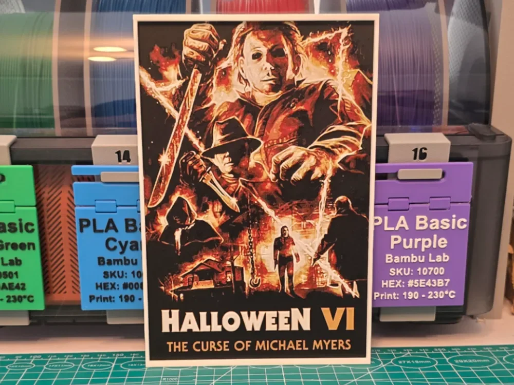 Halloween 6: The Curse of Michael Myers Poster by Lumpy3D HueForge model: Halloween 6: The Curse of Michael Myers Poster by Lumpy3D