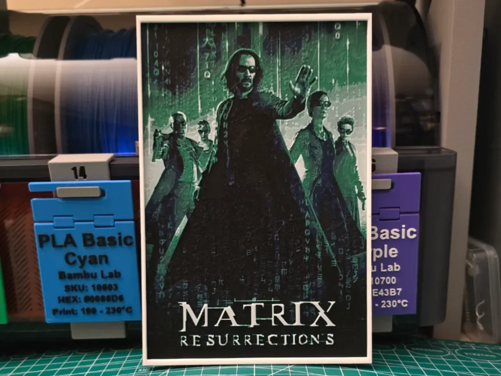 The Matrix Resurrections Poster - Hueforge Art by Lumpy3D HueForge model: The Matrix Resurrections Poster - Hueforge Art by Lumpy3D