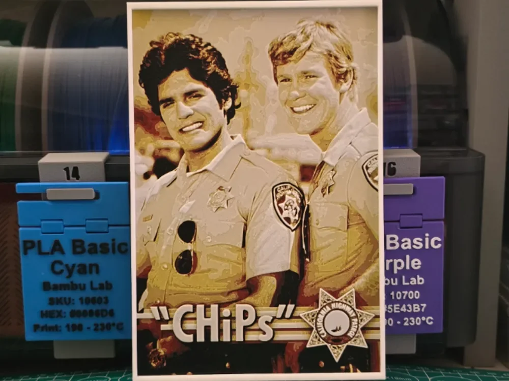 CHiPs Poster - Hueforge Art by Lumpy3D HueForge model: CHiPs Poster - Hueforge Art by Lumpy3D
