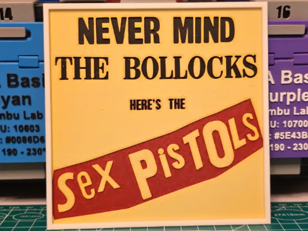 Sex Pistols "Never Mind the Bollocks" Album Art by Lumpy3D HueForge model: Sex Pistols "Never Mind the Bollocks" Album Art by Lumpy3D