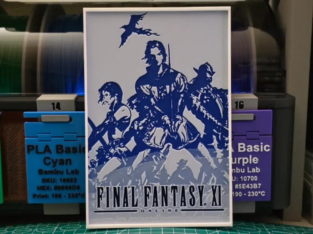 Final Fantasy XI Poster - Hueforge Art by Lumpy3D HueForge model: Final Fantasy XI Poster - Hueforge Art by Lumpy3D
