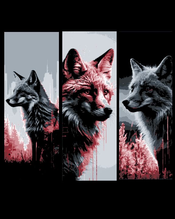 Highly detailed art design of the beauty of wild Foxes - Set of 3 Bookmarks Highly detailed art design of the beauty of wild Foxes - Set of 3 Bookmarks