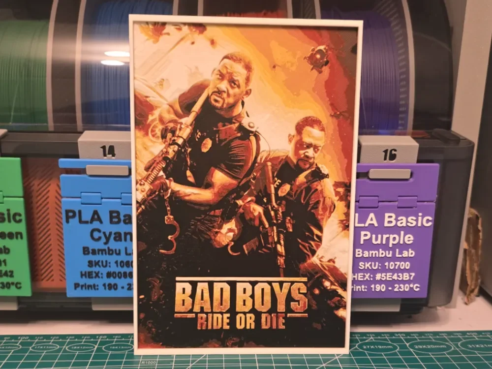 HueForge model: Bad Boys: Ride or Die Movie Poster - Hueforge Art by Lumpy3D