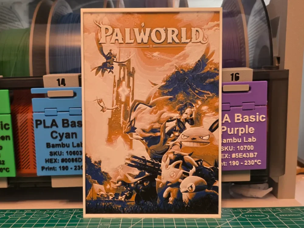 Palworld Game Poster - Hueforge Art by Lumpy3D HueForge model: Palworld Game Poster - Hueforge Art by Lumpy3D