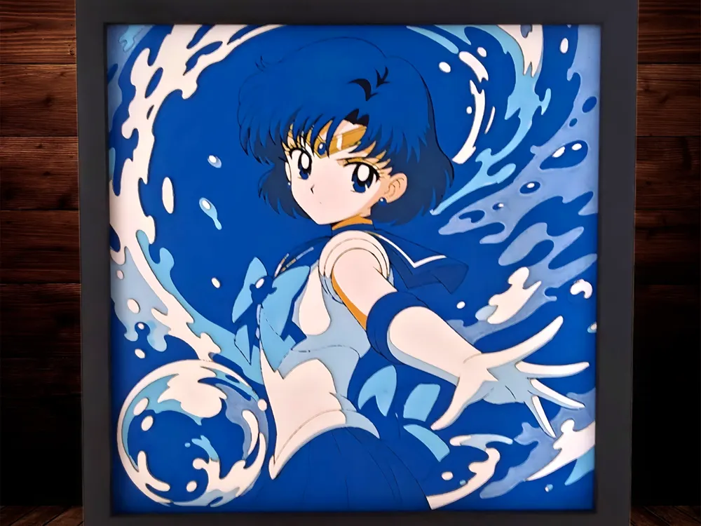 Sailor Mercury - Sailor Scouts Set by Side Quest Hues HueForge model: Sailor Mercury - Sailor Scouts Set by Side Quest Hues