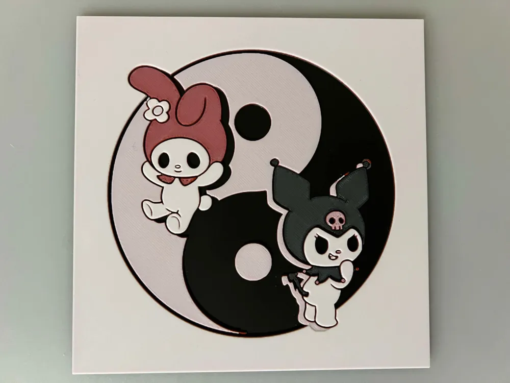 HueForge model: Sanrio Yin-Yang of My Melody and Kuromi by 3djd