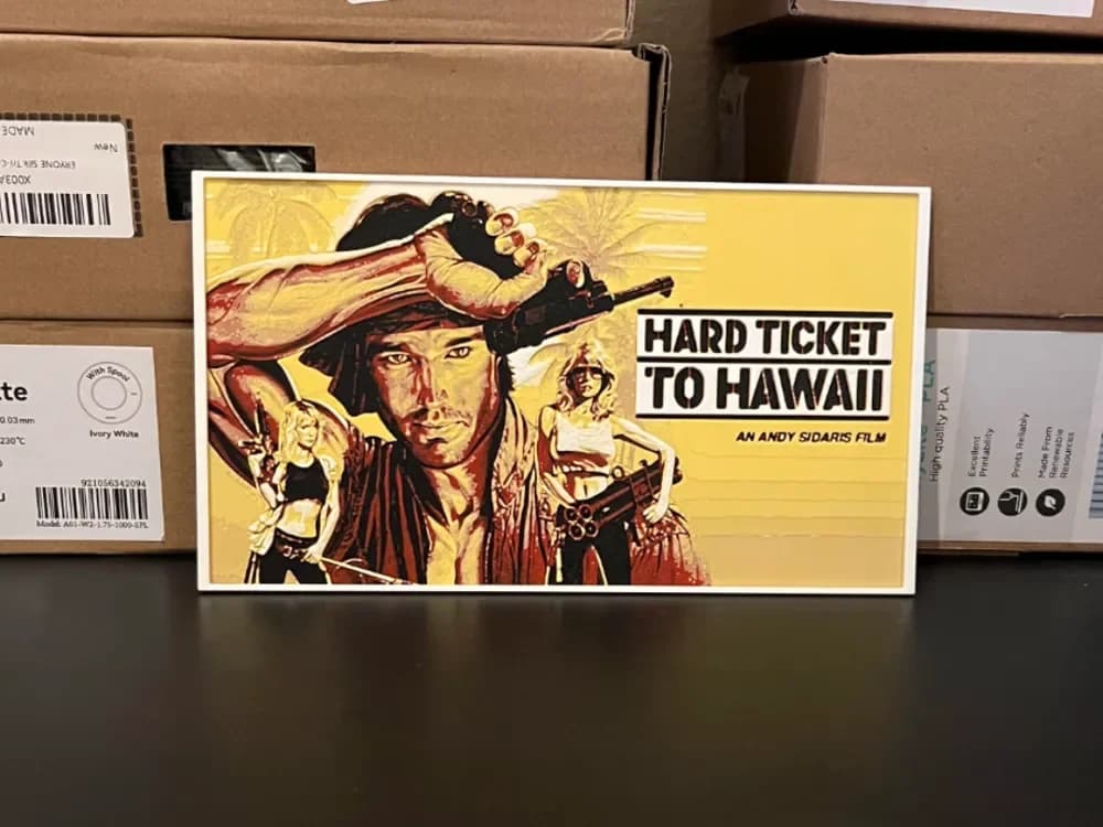 Hard Ticket to Hawaii Hueforge by Estiv HueForge model: Hard Ticket to Hawaii Hueforge by Estiv