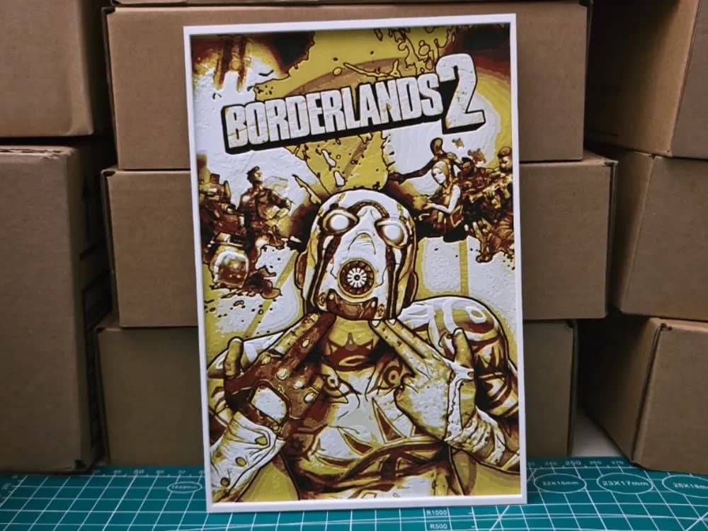Borderlands 2 Poster - Hueforge Art by Lumpy3D HueForge model: Borderlands 2 Poster - Hueforge Art by Lumpy3D