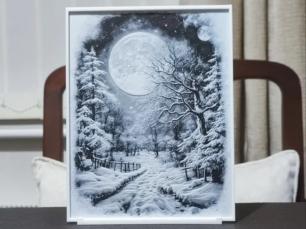 Winter By Moonlight - HueForge 2 Color by BoDad HueForge model: Winter By Moonlight - HueForge 2 Color by BoDad