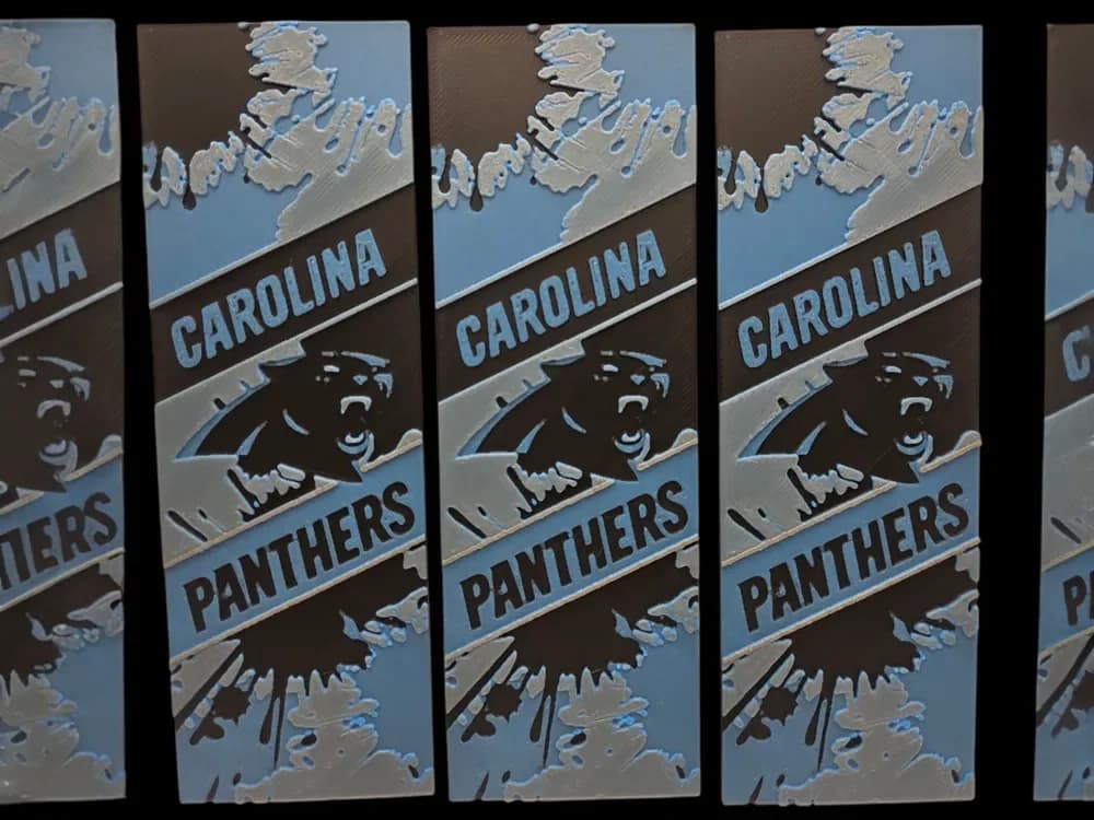 Carolina Panthers 50mmx150mm bookmark by MythicHue's HueForge model: Carolina Panthers 50mmx150mm bookmark by MythicHue's