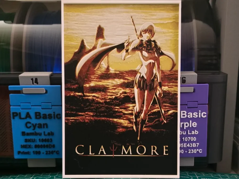Claymore Poster - Hueforge Art by Lumpy3D HueForge model: Claymore Poster - Hueforge Art by Lumpy3D