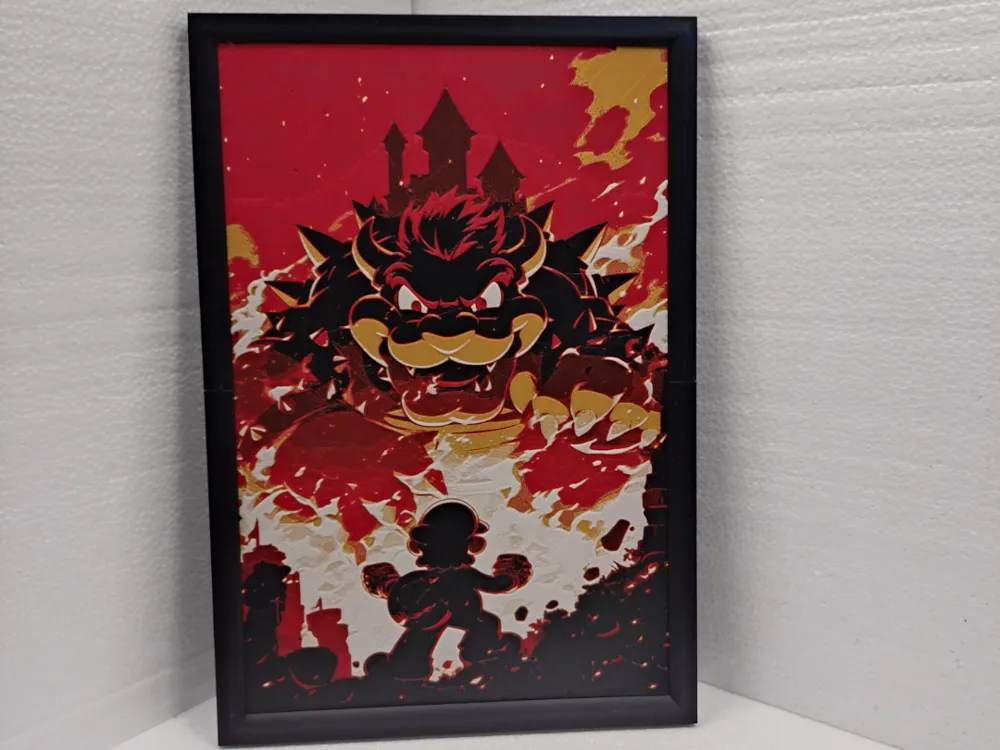Mario vs Bowser by Asgar3D HueForge model: Mario vs Bowser by Asgar3D