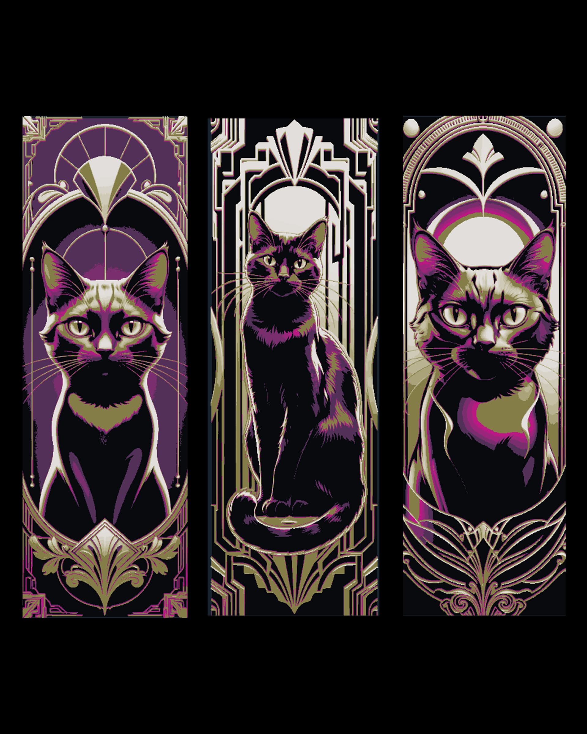Art Deco Tributes to the Diva Cat - Set of Bookmarks Art Deco Tributes to the Diva Cat - Set of Bookmarks