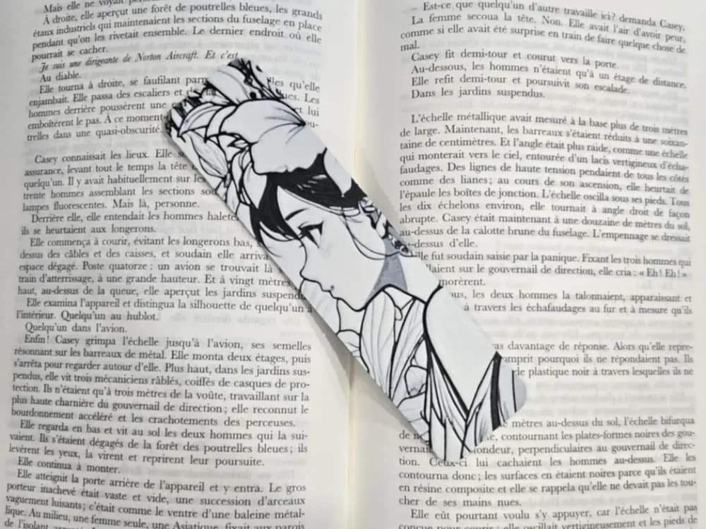 Bookmark Girl Flowers Only Black & White by Kactus Fpv HueForge model: Bookmark Girl Flowers Only Black & White by Kactus Fpv