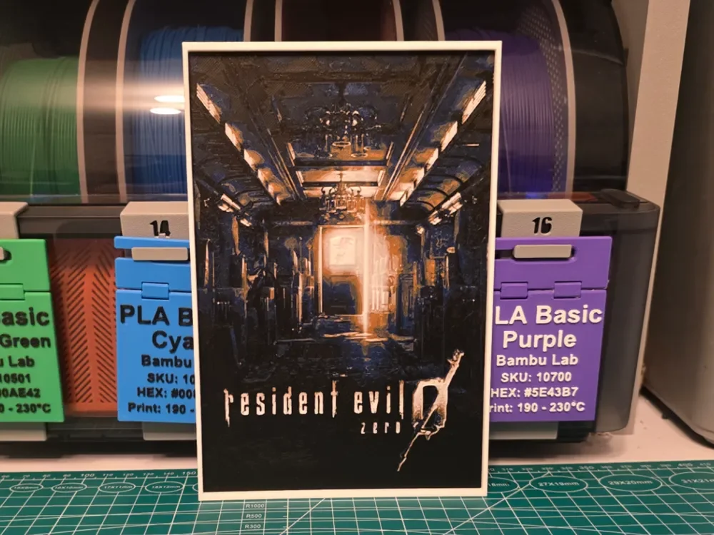 Resident Evil Zero Video Game Poster - Hueforge by Lumpy3D HueForge model: Resident Evil Zero Video Game Poster - Hueforge by Lumpy3D