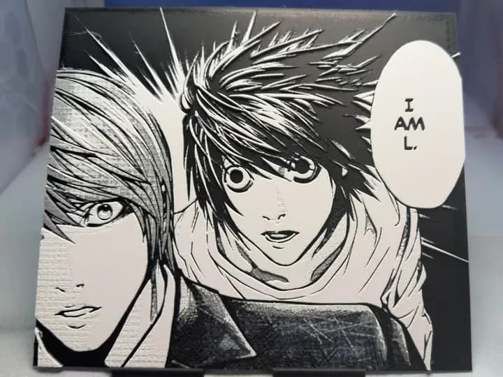 Death Note - I am L by Pretty Okay Prints HueForge model: Death Note - I am L by Pretty Okay Prints