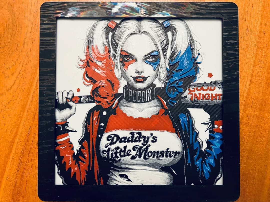 Harley Quinn by JustBe 3D Printing HueForge model: Harley Quinn by JustBe 3D Printing