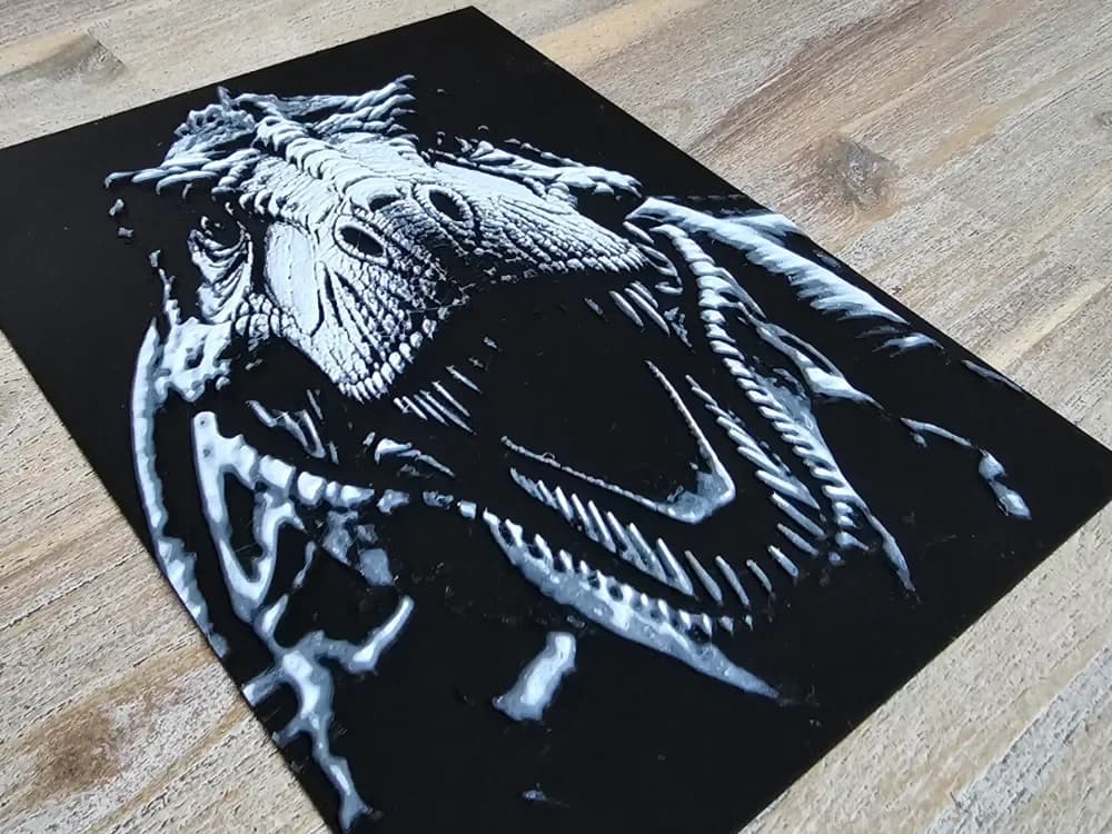 T-Rex, Hueforge by BLUSH Designs HueForge model: T-Rex, Hueforge by BLUSH Designs