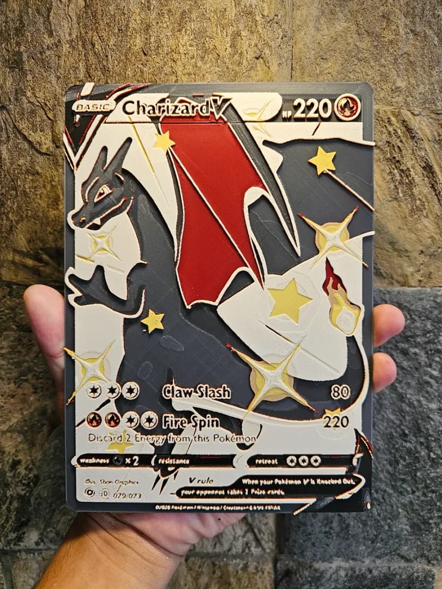 Oversized Pokemon Card Shiny Charizard V Hueforge by Loki HueForge model: Oversized Pokemon Card Shiny Charizard V Hueforge by Loki
