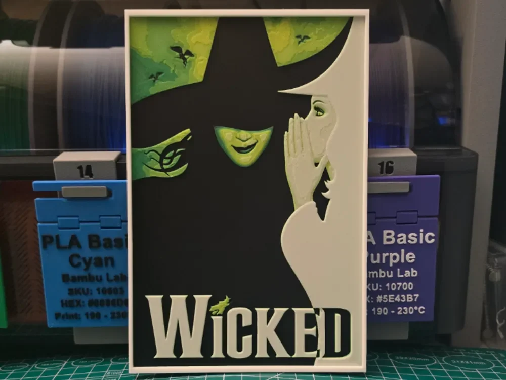 Wicked Movie Poster - Hueforge Art by Lumpy3D HueForge model: Wicked Movie Poster - Hueforge Art by Lumpy3D