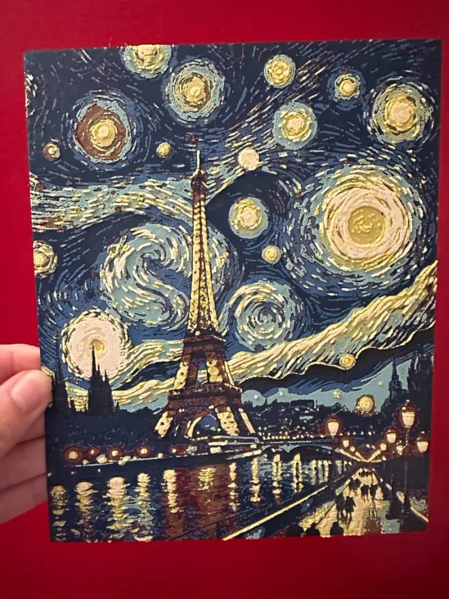EIFFEL TOWER IN VAN GOGH STYLE HUEFORGE by Cré'Art 3D HueForge model: EIFFEL TOWER IN VAN GOGH STYLE HUEFORGE by Cré'Art 3D