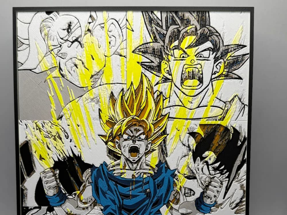 Dragonball Hueforge- Goku Manga Panel by MonkeyForge 3D HueForge model: Dragonball Hueforge- Goku Manga Panel by MonkeyForge 3D