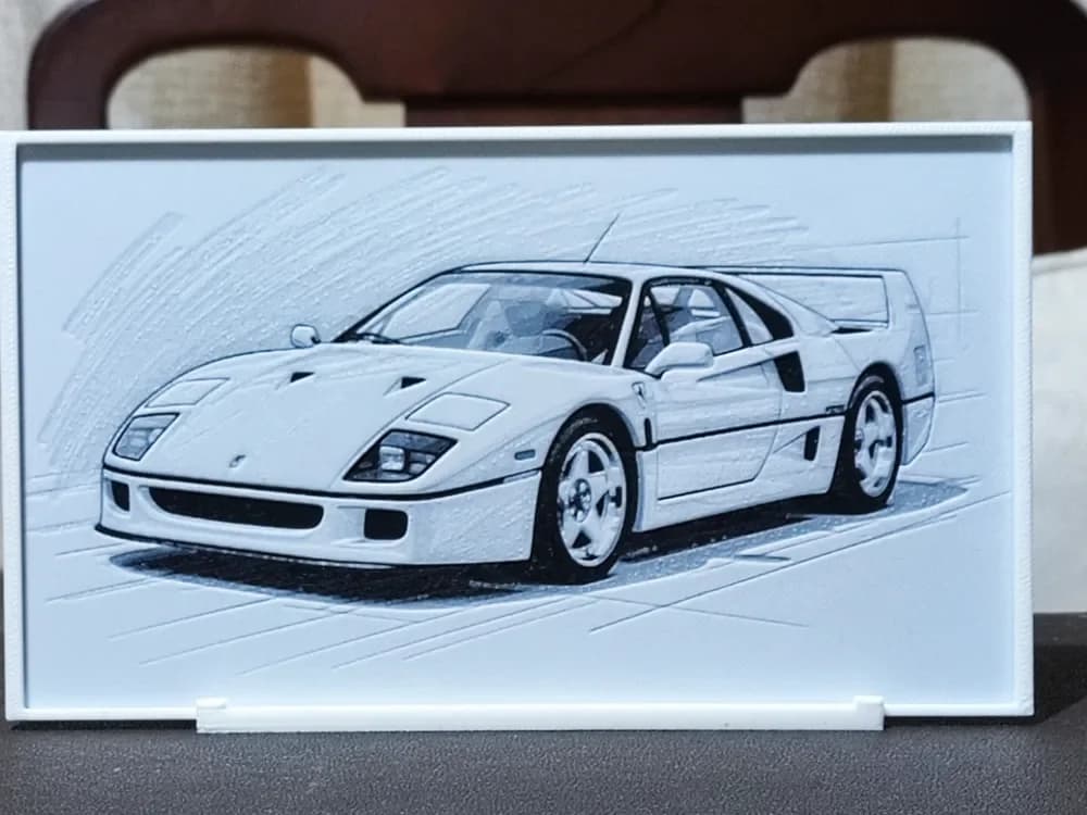 HueForge model: Ferrari F40 - HueForge 2 Color by BoDad