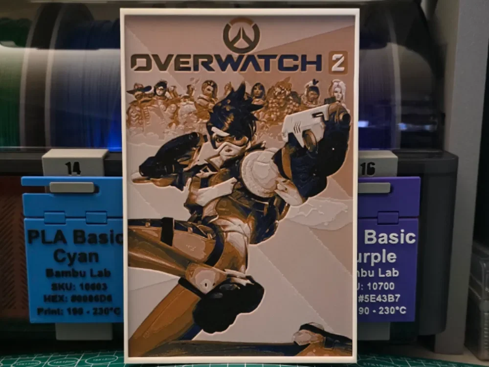Overwatch 2 Poster – Hueforge Artwork by Lumpy3D HueForge model: Overwatch 2 Poster – Hueforge Artwork by Lumpy3D
